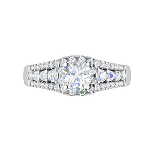 0.30 cts. Solitaire Platinum Halo Diamond Split Shank Engagement Ring JL PT WB6016   Jewelove