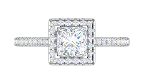 1 Carat Princess Cut Solitaire Square Halo Diamond Shank Platinum Ring JL PT RH PR 117   Jewelove.US