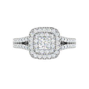 0.30 cts. Princess Cut Solitaire Double Halo Split Shank Platinum Engagement Ring JL PT JRW1513MM   Jewelove.US