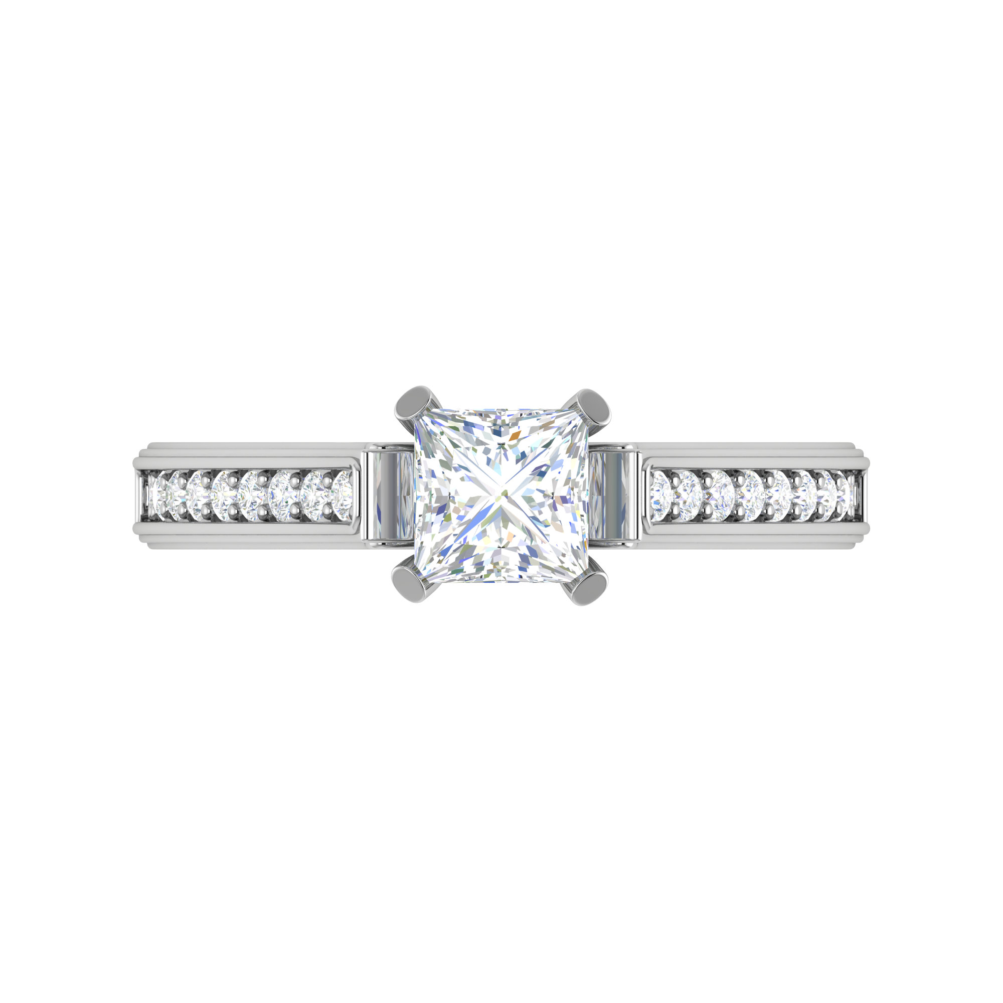 0.30 cts. Princess Cut Diamond Shank Platinum Solitaire Engagement Ring JL PT RP PR 130   Jewelove.US