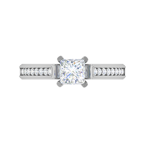 0.30 cts. Princess Cut Diamond Shank Platinum Solitaire Engagement Ring JL PT RP PR 130   Jewelove.US