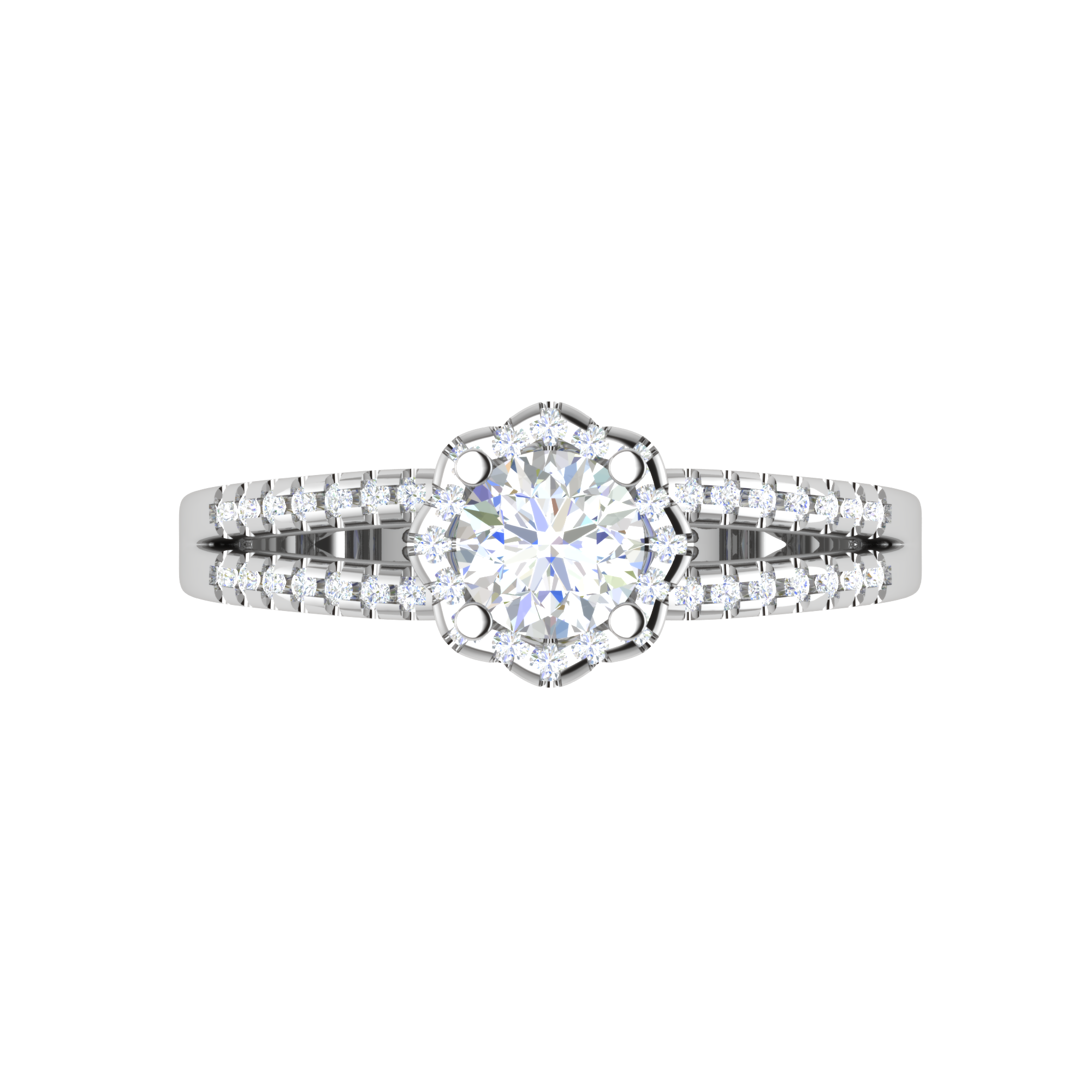 0.30 cts. Solitaire Halo Diamond Split Shank Platinum Engagement Ring  for Women JL PT WB6017   Jewelove