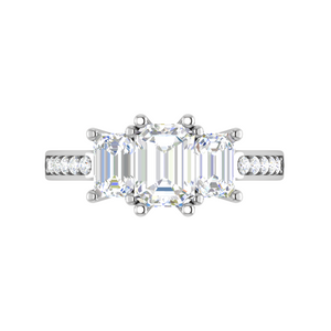 1.00cts. Emerald Cut Solitaire Diamond Accents Platinum Ring JL PT R3 EM 134   Jewelove.US