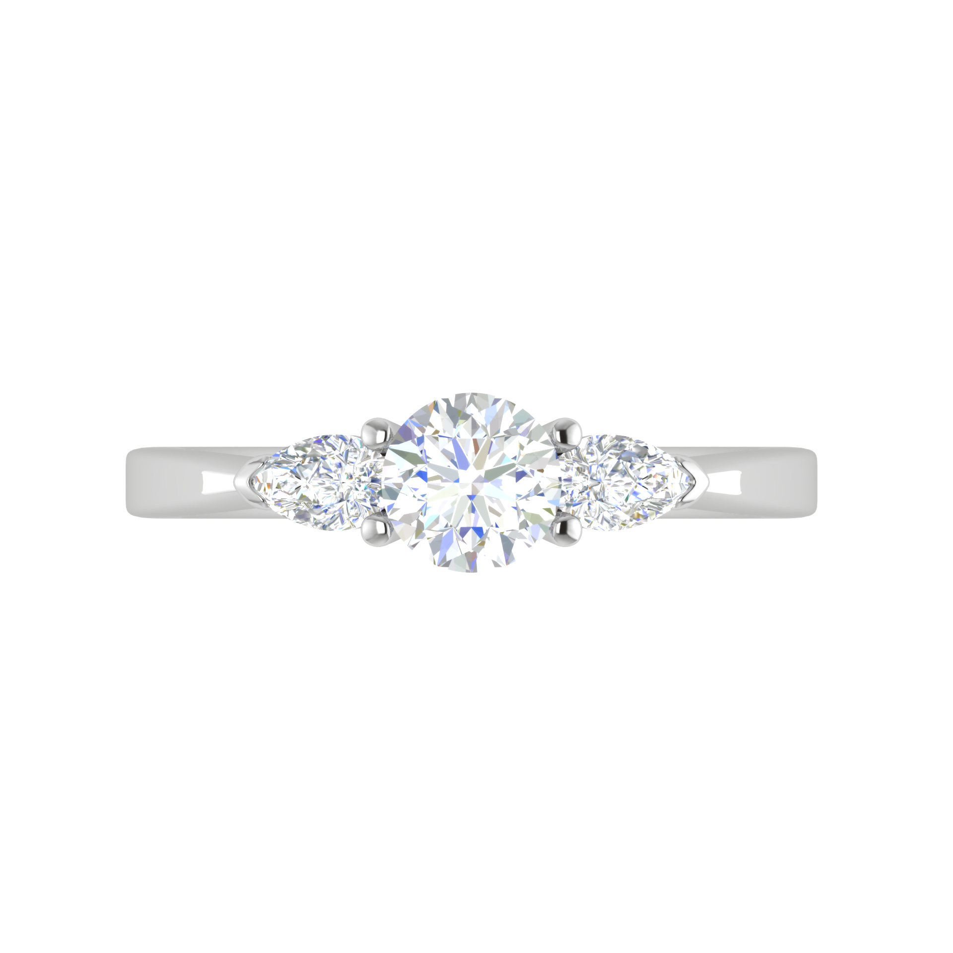 0.70 cts Solitaire with Pear Cut Diamond Accents Platinum Ring JL PT R3 RD 100   Jewelove.US