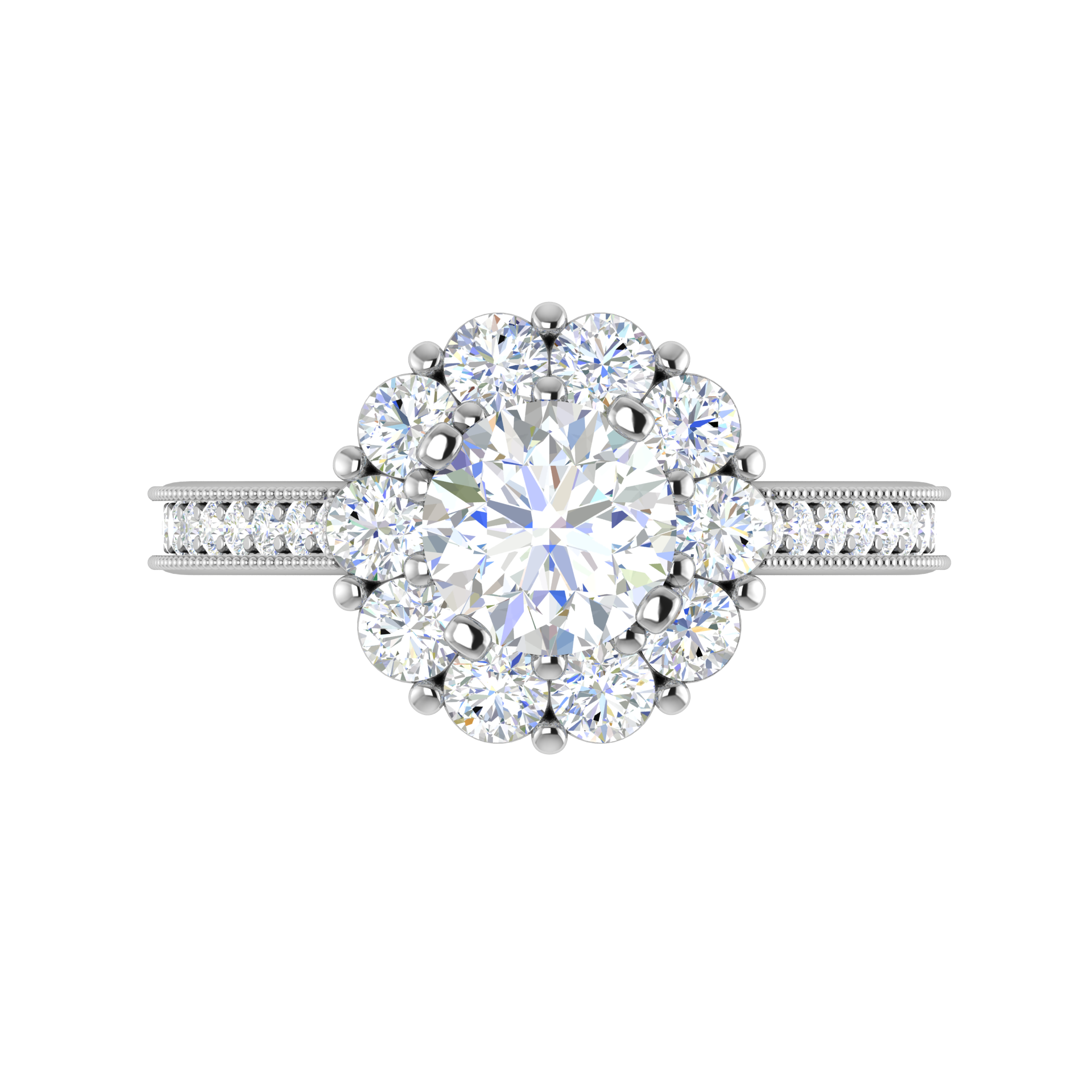 0.70cts Solitaire Halo Diamond Shank Platinum Diamond Ring JL PT RH RD 162   Jewelove.US