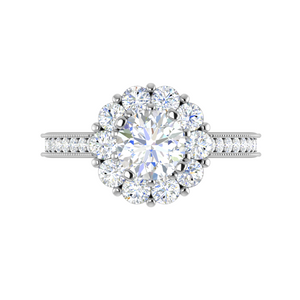 0.70cts Solitaire Halo Diamond Shank Platinum Diamond Ring JL PT RH RD 162   Jewelove.US