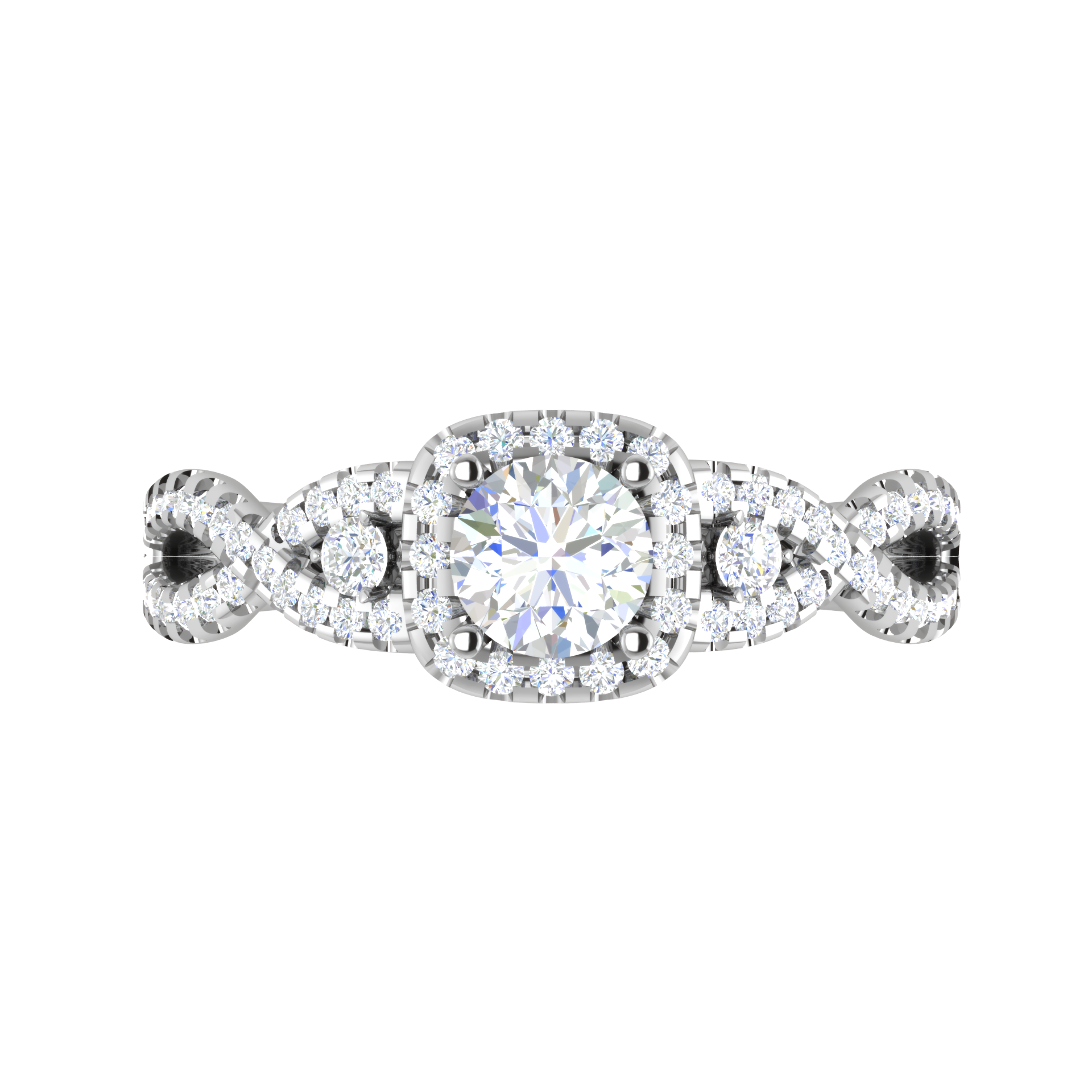 0.50 cts Halo Diamond Twisted Shank Solitaire Platinum Ring JL PT RH RD 181   Jewelove.US