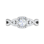 Load image into Gallery viewer, 0.50 cts Halo Diamond Twisted Shank Solitaire Platinum Ring JL PT RH RD 181   Jewelove.US
