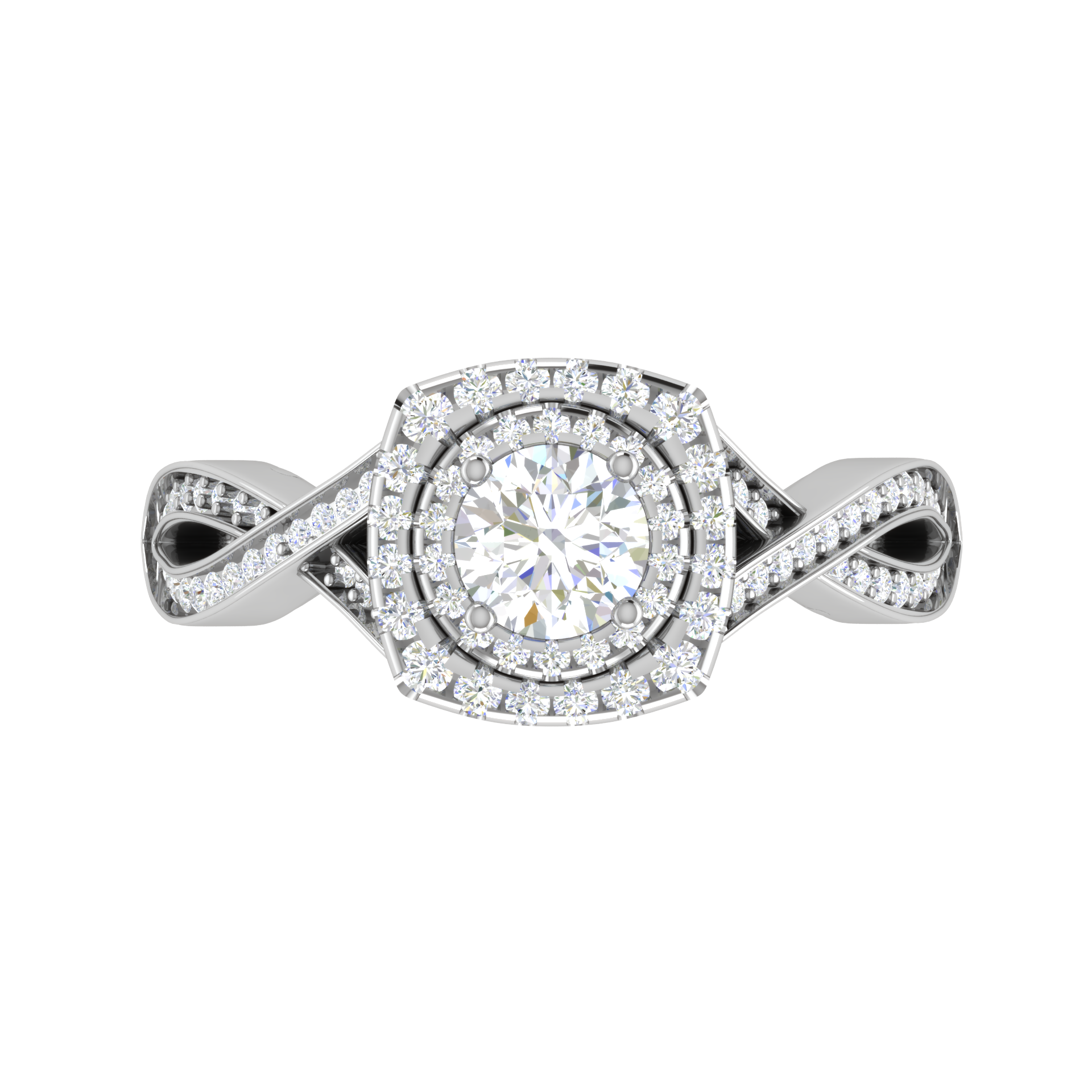 0.30 cts Solitaire Double Halo Diamond Twisted Shank Platinum Ring JL PT RP RD 204-A   Jewelove.US