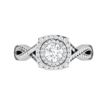 Load image into Gallery viewer, 0.30 cts Solitaire Double Halo Diamond Twisted Shank Platinum Ring JL PT RP RD 204-A   Jewelove.US
