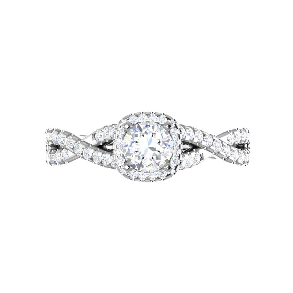 0.50 cts Solitaire Halo Diamond Twisted Shank Platinum Diamonds Ring JL PT RP RD 221   Jewelove.US
