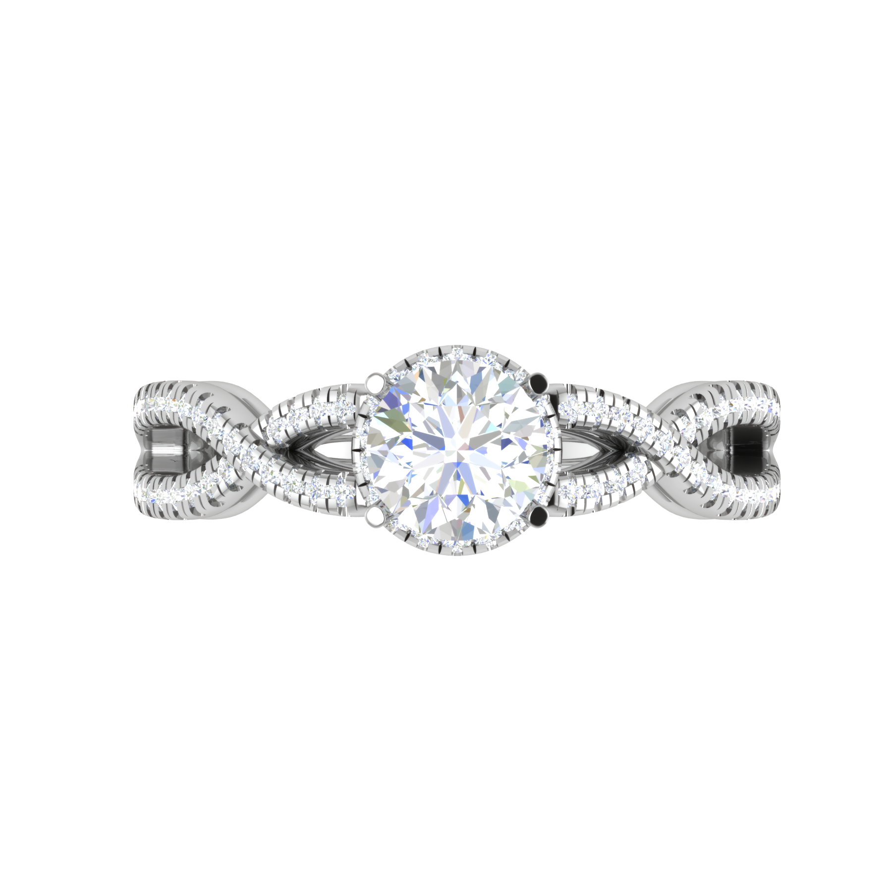 0.50 cts Solitaire Single Halo Diamond Split Shank Platinum Diamond Ring JL PT RH RD 193   Jewelove.US