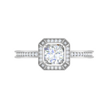 Load image into Gallery viewer, 0.25 cts Solitaire Double Halo Diamond Shank Platinum Ring for Women JL PT RV RD 136   Jewelove
