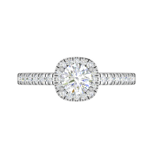 0.50 cts Solitaire Halo Diamond Shank Platinum Ring JL PT RH RD 173   Jewelove.US