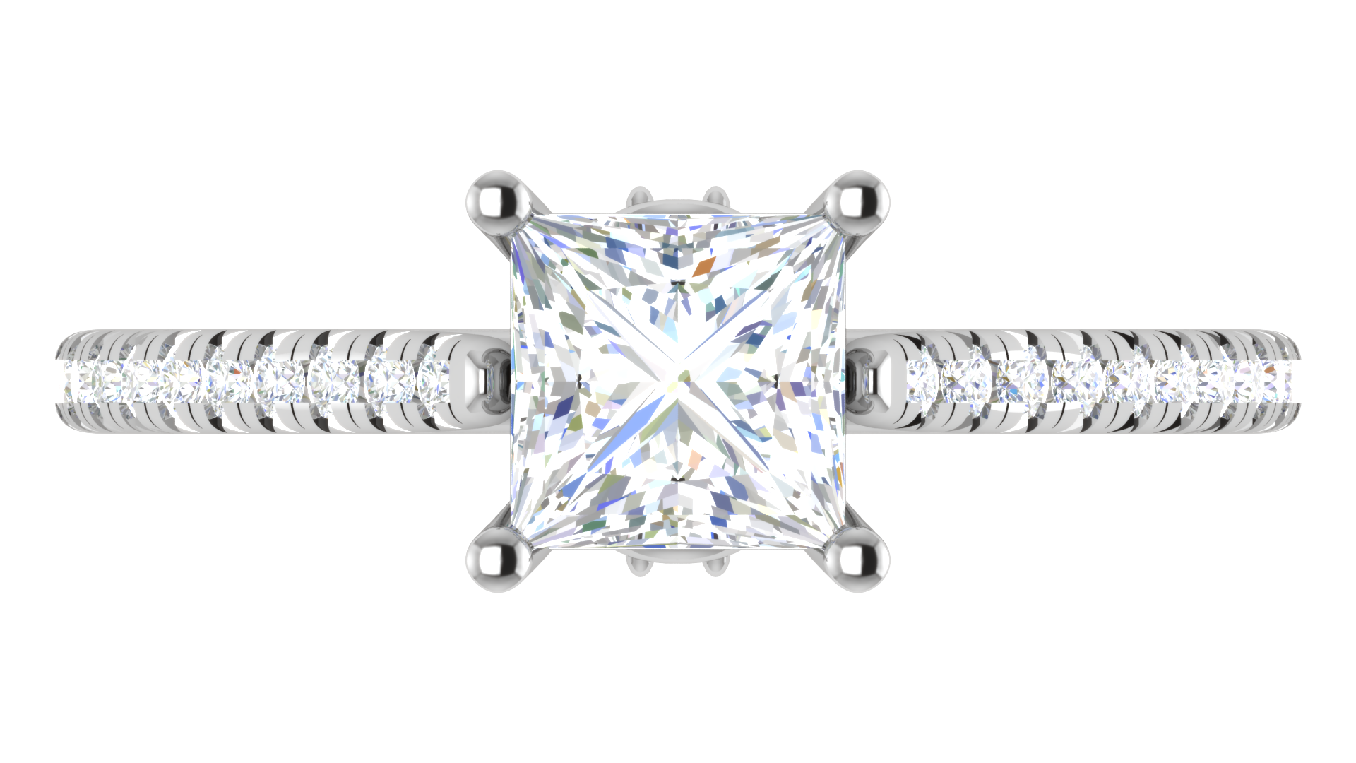 1 Carat Princess Cut Solitaire with Diamond Shank Platinum Ring JL PT RC PR 166   Jewelove.US
