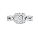 Load image into Gallery viewer, 0.40cts Princess Cut Solitaire Halo Diamond Twisted Platinum Ring for Women JL PT RV PR 151   Jewelove.US
