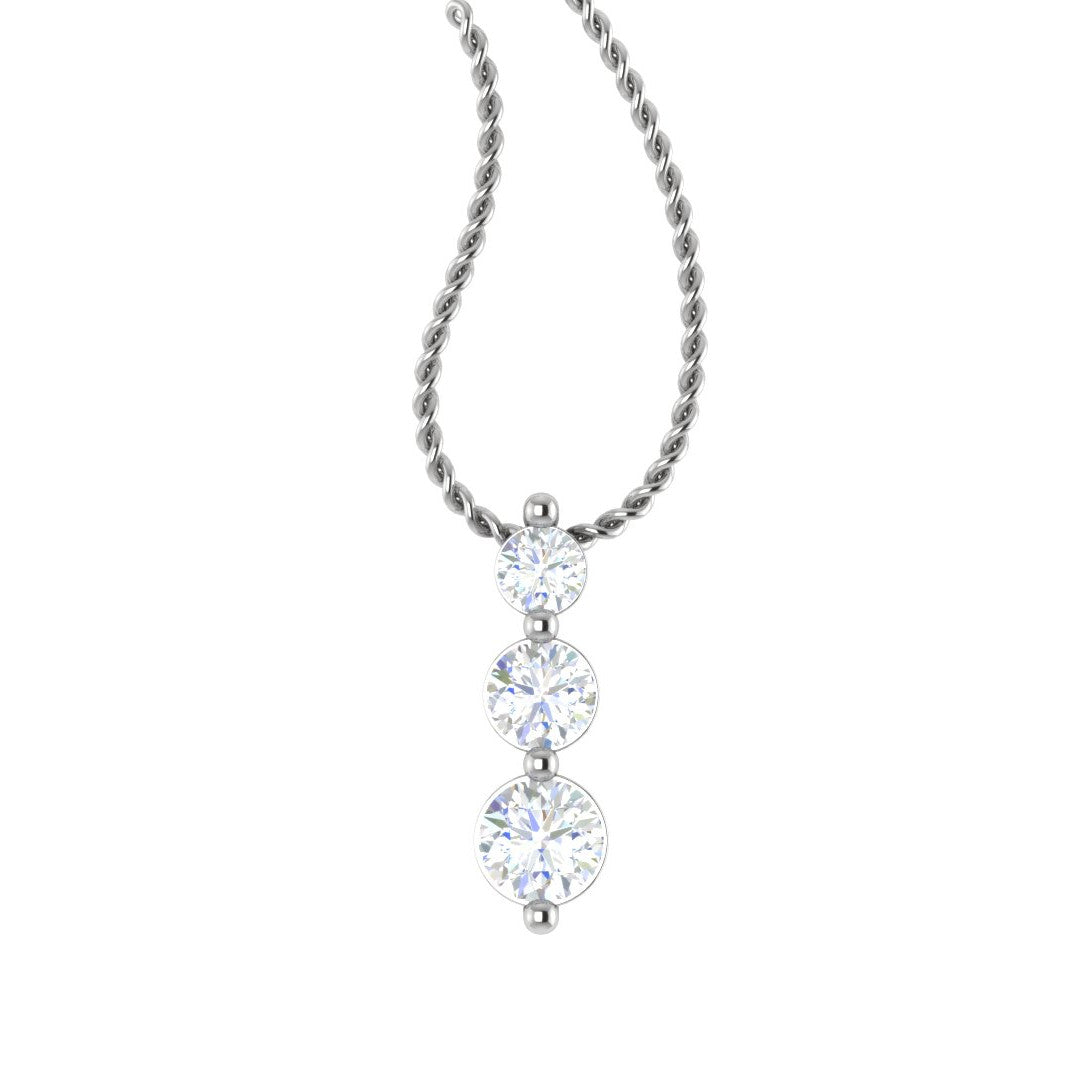 36957 - 18K diamond with 3 heart shaped pendant with chain link includ