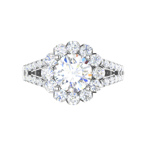0.50cts Solitaire Halo Diamond Split Shank Platinum Ring JL PT WB5798E   Jewelove.US