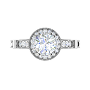 0.70cts Solitaire Halo Diamond Shank Platinum Diamond Ring JL PT RH RD 155   Jewelove.US