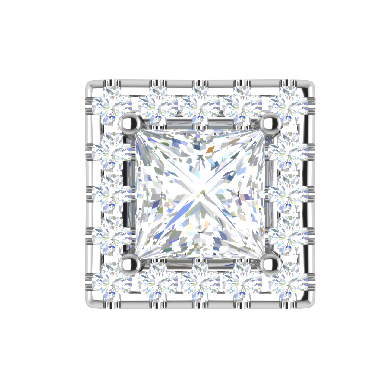 Platinum Princess Cut Solitaire Diamonds Earrings JL PT E SE RD 108   Jewelove