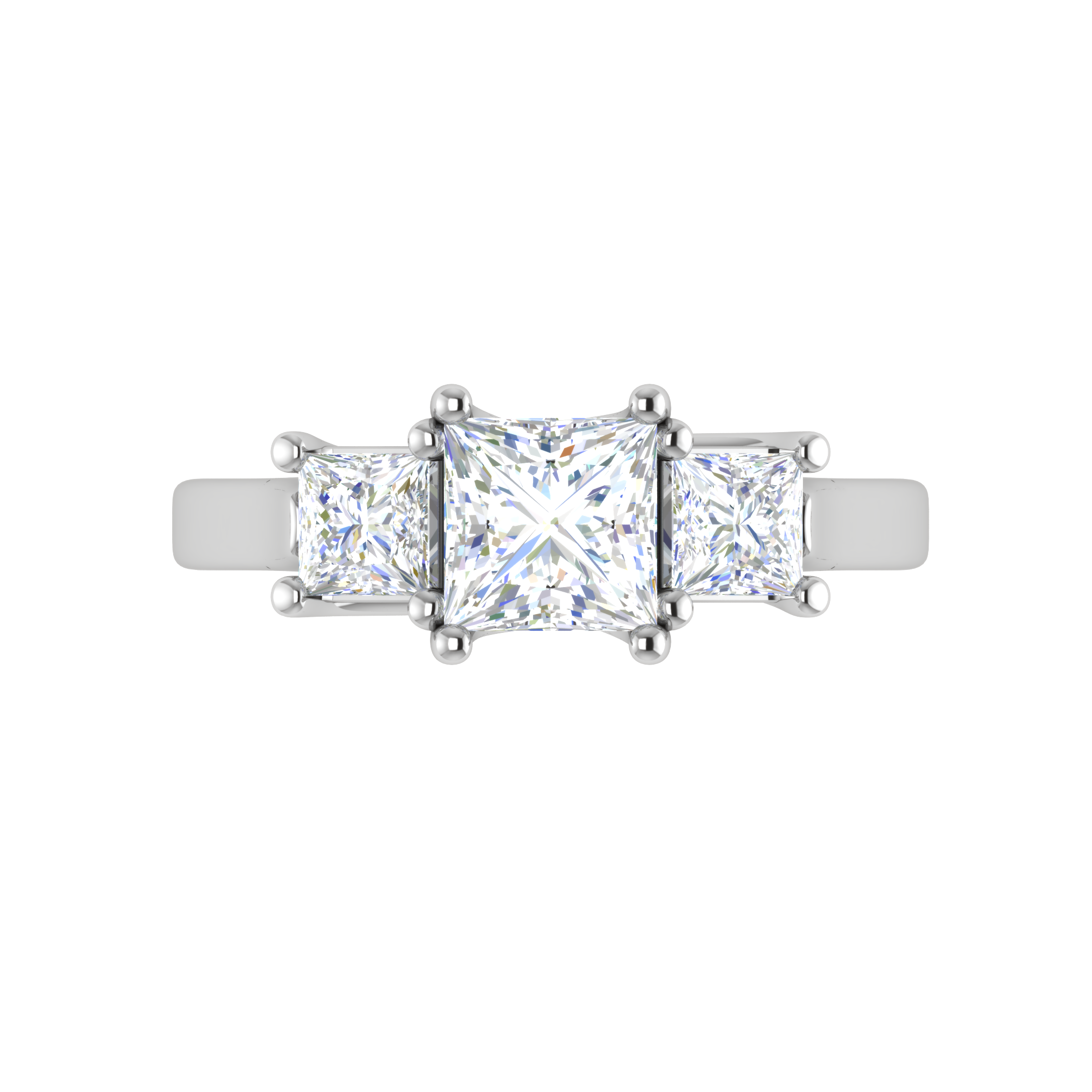 Three Stone Princess Cut Solitaire Diamond Platinum Ring JL PT R3 PR 126   Jewelove.US