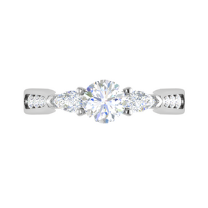 0.70 cts Solitaire with Pear Cut Diamond Accents Platinum Ring JL PT R3 RD 102   Jewelove.US