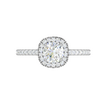 Load image into Gallery viewer, 0.50 cts. Cushion Solitaire Halo Diamond Shank Platinum Ring JL PT RH CU 118   Jewelove.US
