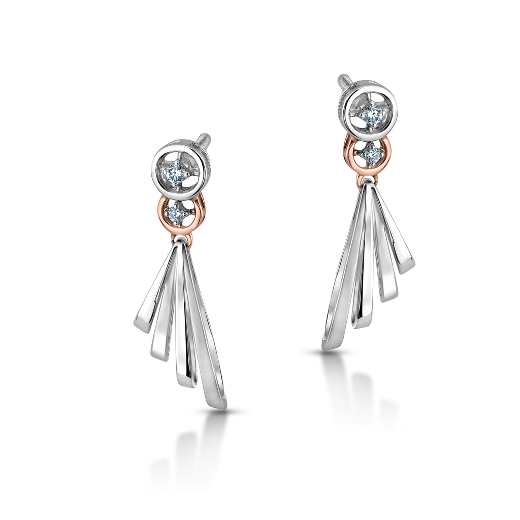Evara Platinum Rose Gold Diamonds Earrings for Women JL PT E 228   Jewelove.US