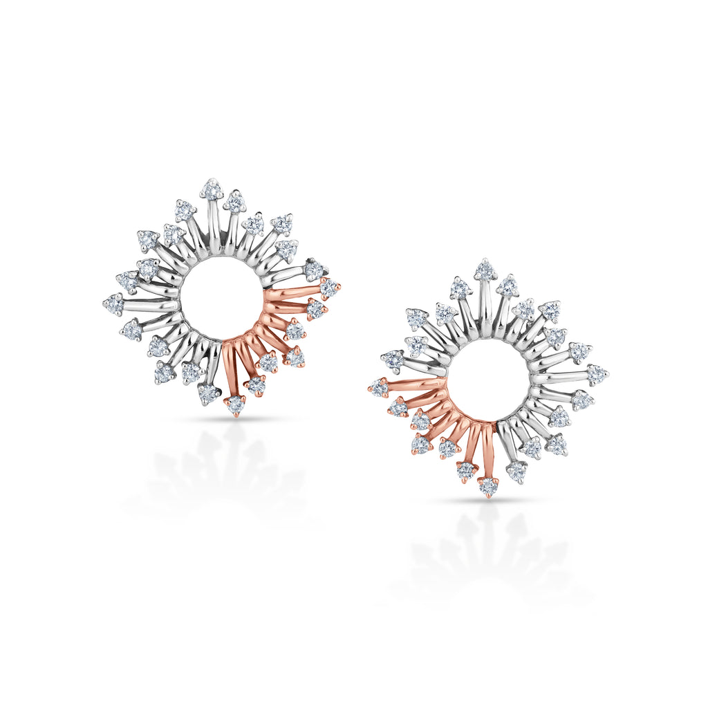 Evara Platinum Rose Gold Diamonds Earrings for Women JL PT E 231  VVS-GH Jewelove.US