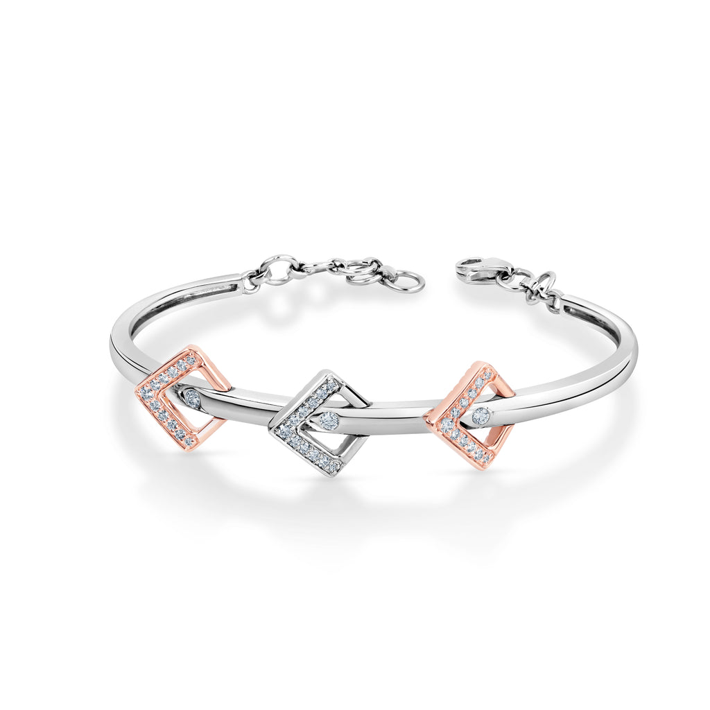 Evara Platinum Rose Gold Diamond Bracelet for Women JL PTB 783   Jewelove.US