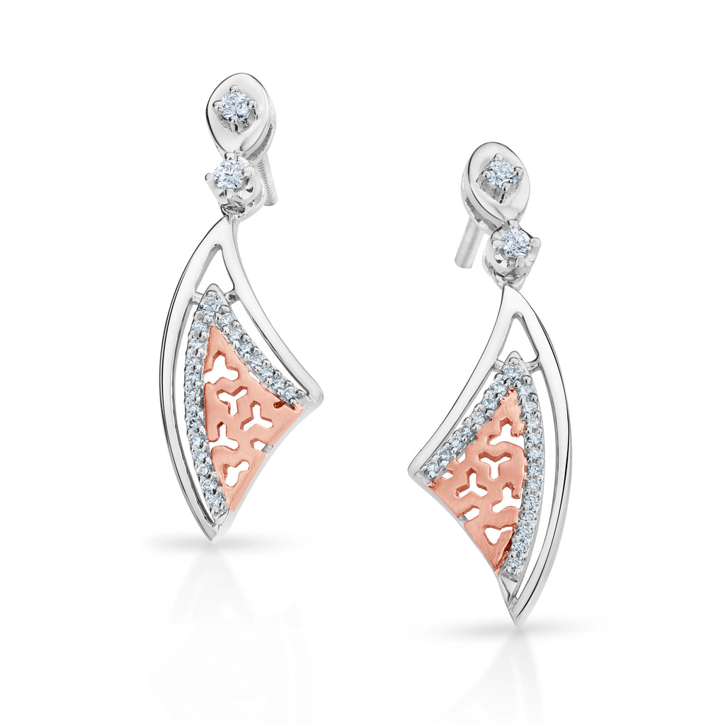Evara Platinum Rose Gold Diamonds Earrings for Women JL PT E 232  VVS-GH Jewelove.US