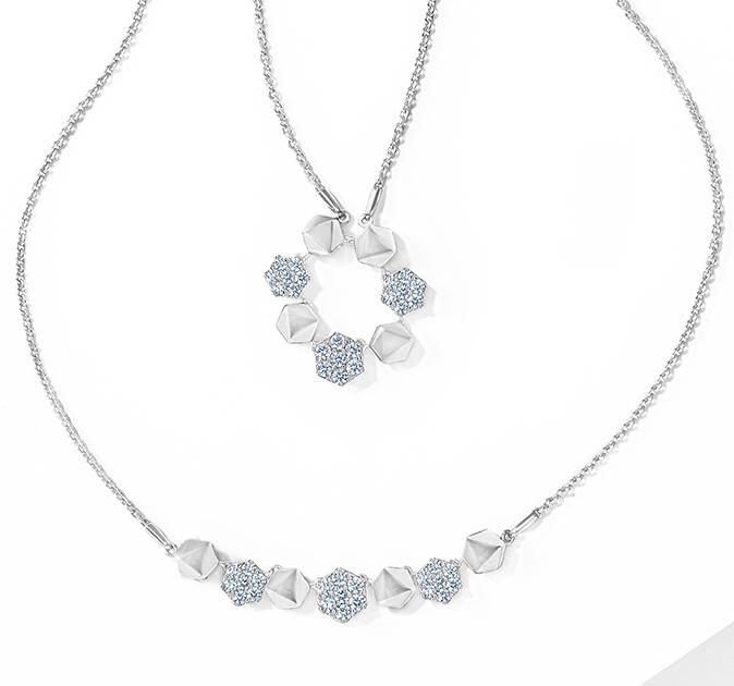 Platinum Evara Detachable Hexagonal Necklace JL PT N 179