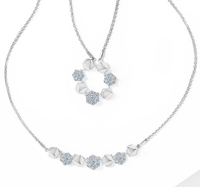 Platinum Evara Detachable Hexagonal Necklace JL PT N 179  VVS-GH Jewelove