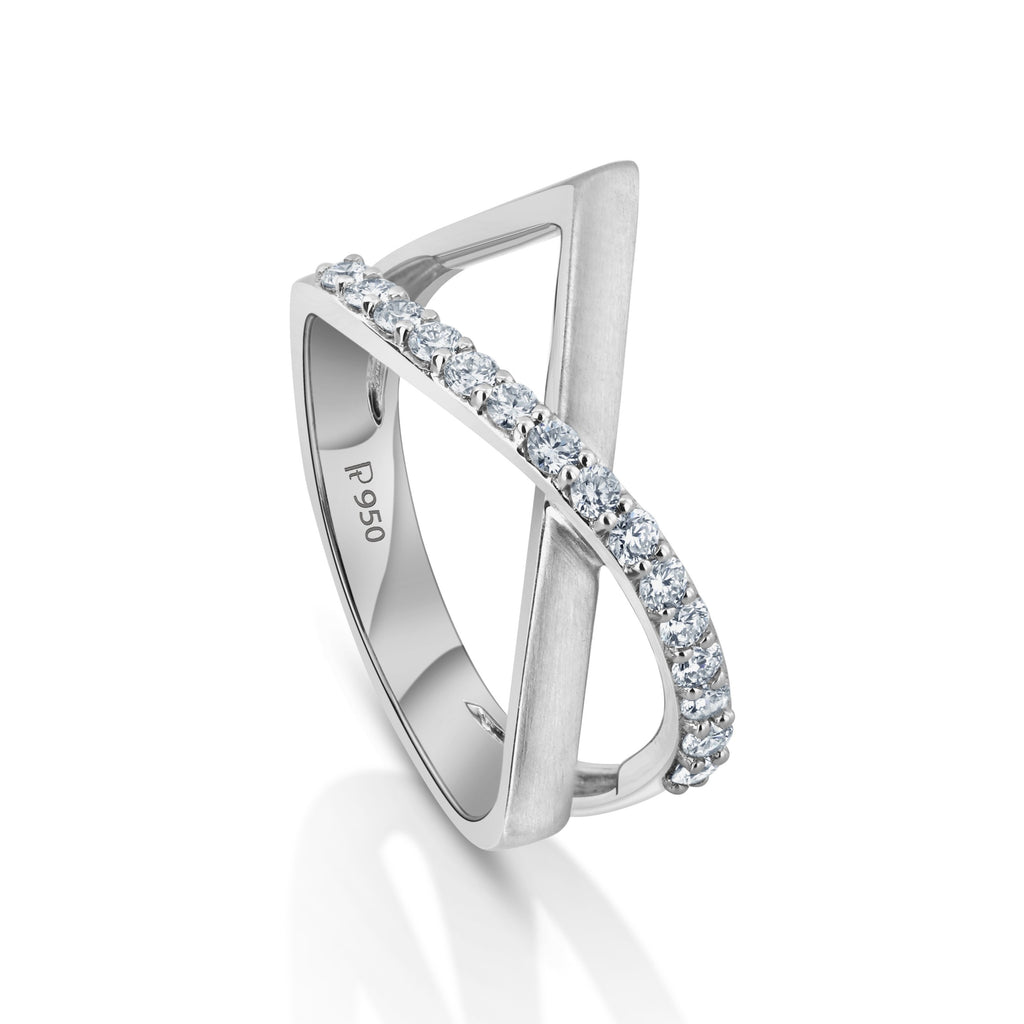 Evara Platinum Ring with Diamonds for Women JL PT 1042  VVS-GH Jewelove