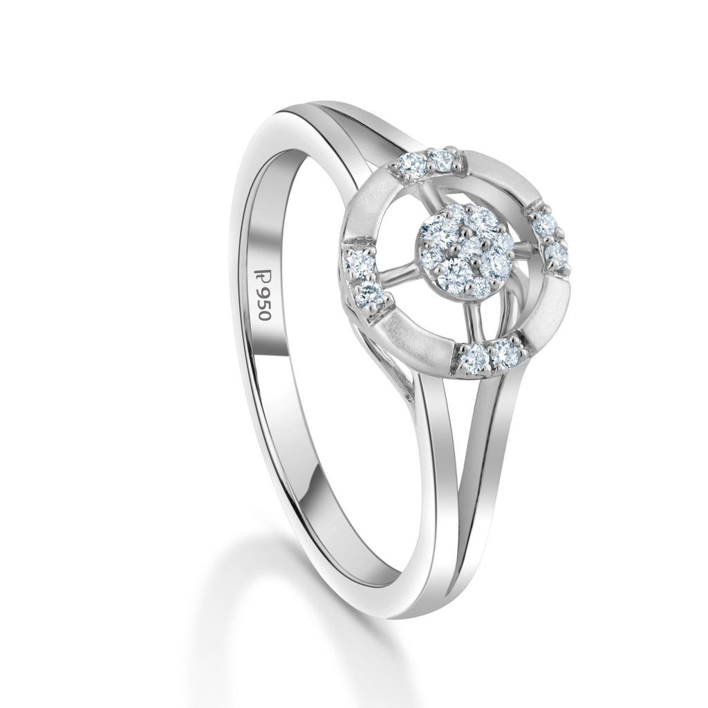 Evara Platinum Ring with Diamonds for Women JL PT 1043   Jewelove