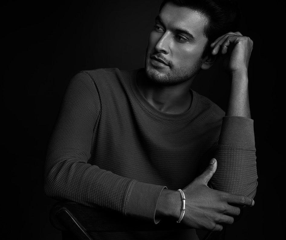 Men of Platinum | Sculpted Openable Kada with a touch of Rose Gold JL PTB 732   Jewelove.US