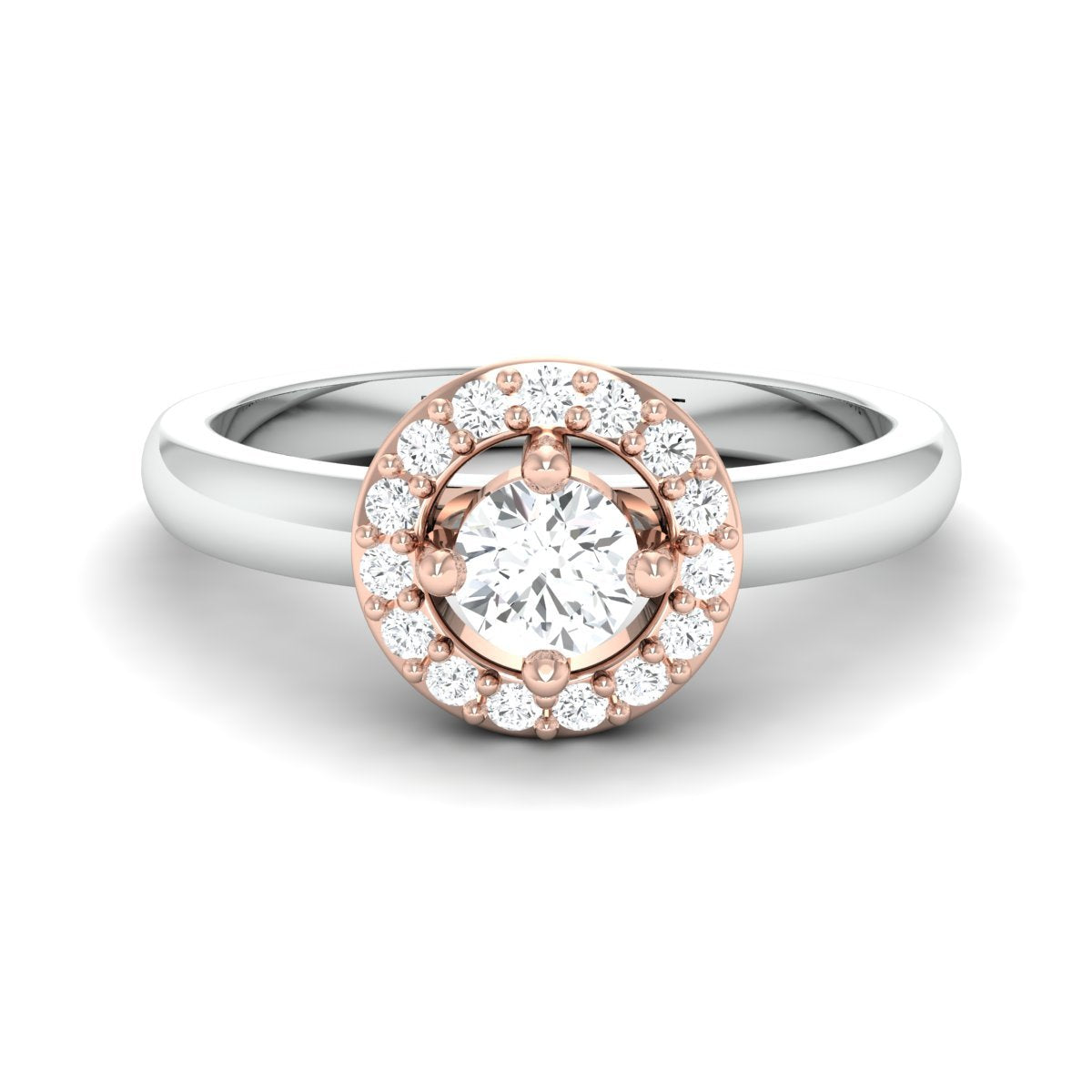 20 Pointer Halo Diamond Solitaire Platinum Engagement Ring JL PT 582