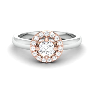 20 Pointer Halo Diamond Solitaire Platinum Engagement Ring JL PT 582