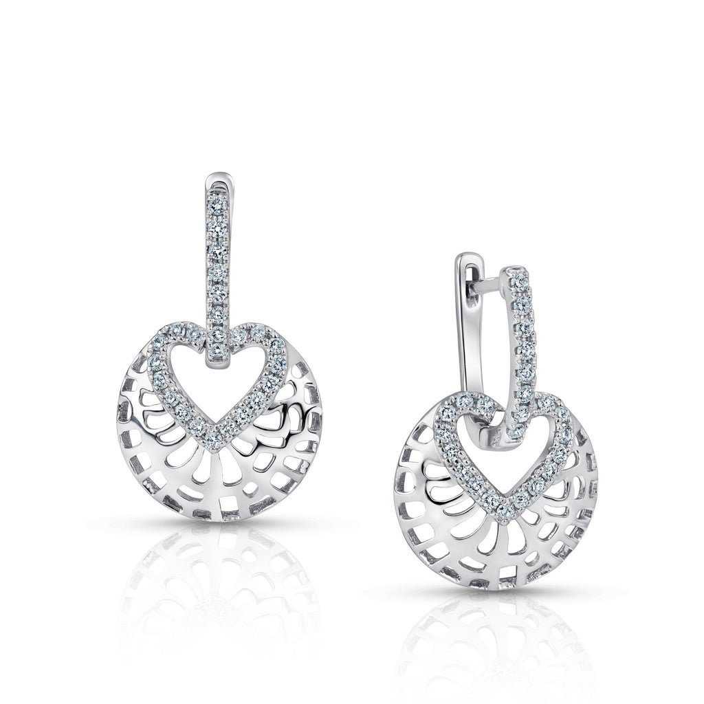 Platinum Heart in Circle Diamonds Earrings JL PT E 244   Jewelove.US