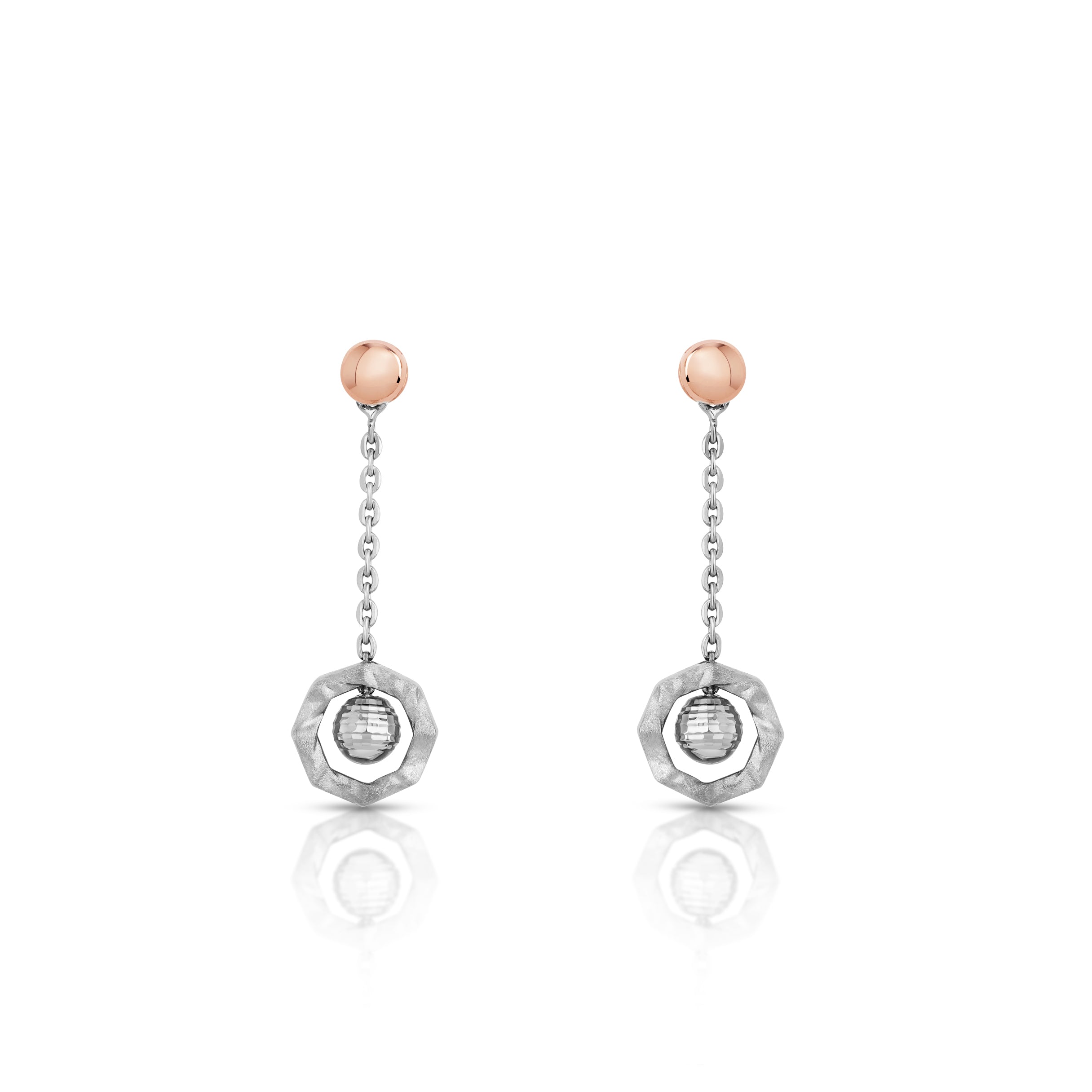 Evara Platinum Rose Gold Earrings for Women JL PT E 254   Jewelove.US