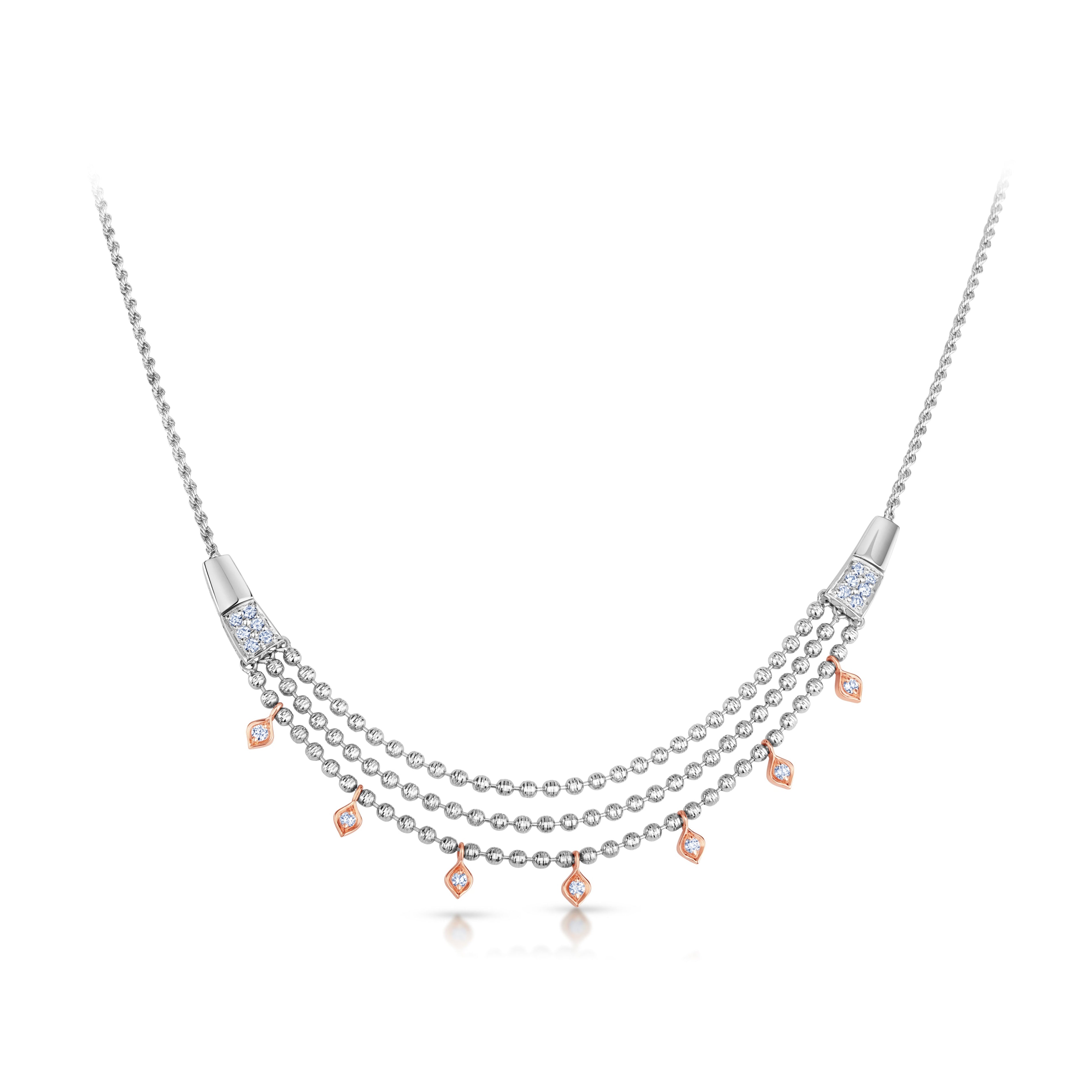 Evara Platinum Rose Gold Necklace with Diamonds for Women JL PT N 183   Jewelove.US