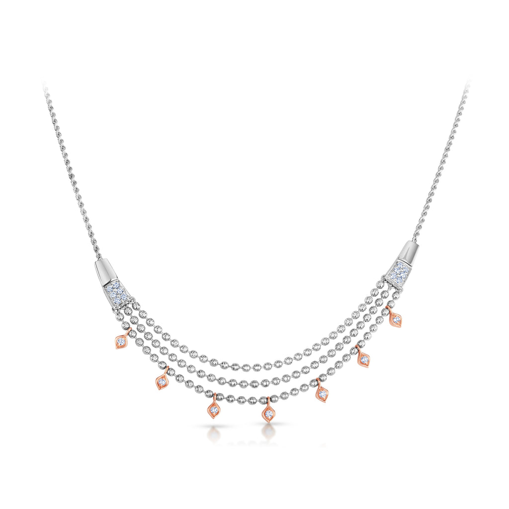 Evara Platinum Rose Gold Necklace with Diamonds for Women JL PT N 183   Jewelove.US
