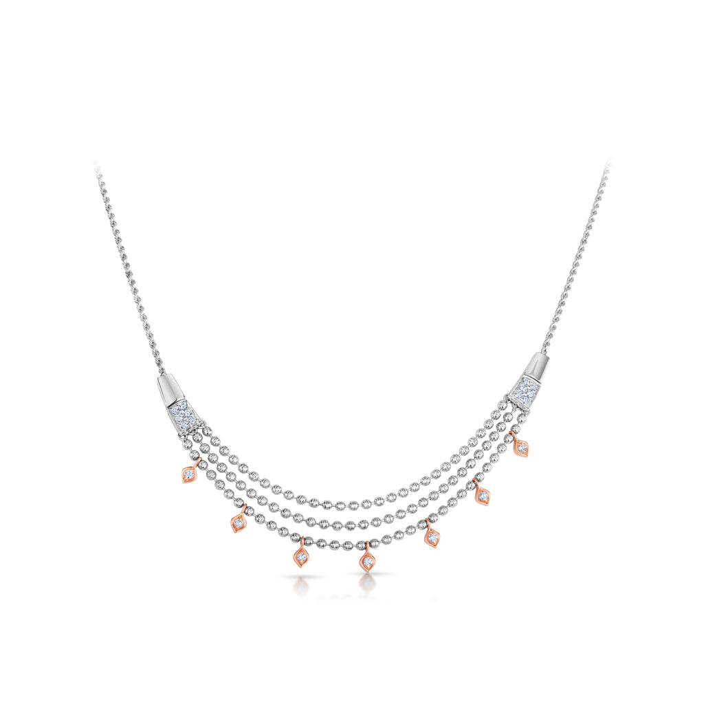 Evara Platinum Rose Gold Necklace with Diamonds for Women JL PT N 183   Jewelove.US