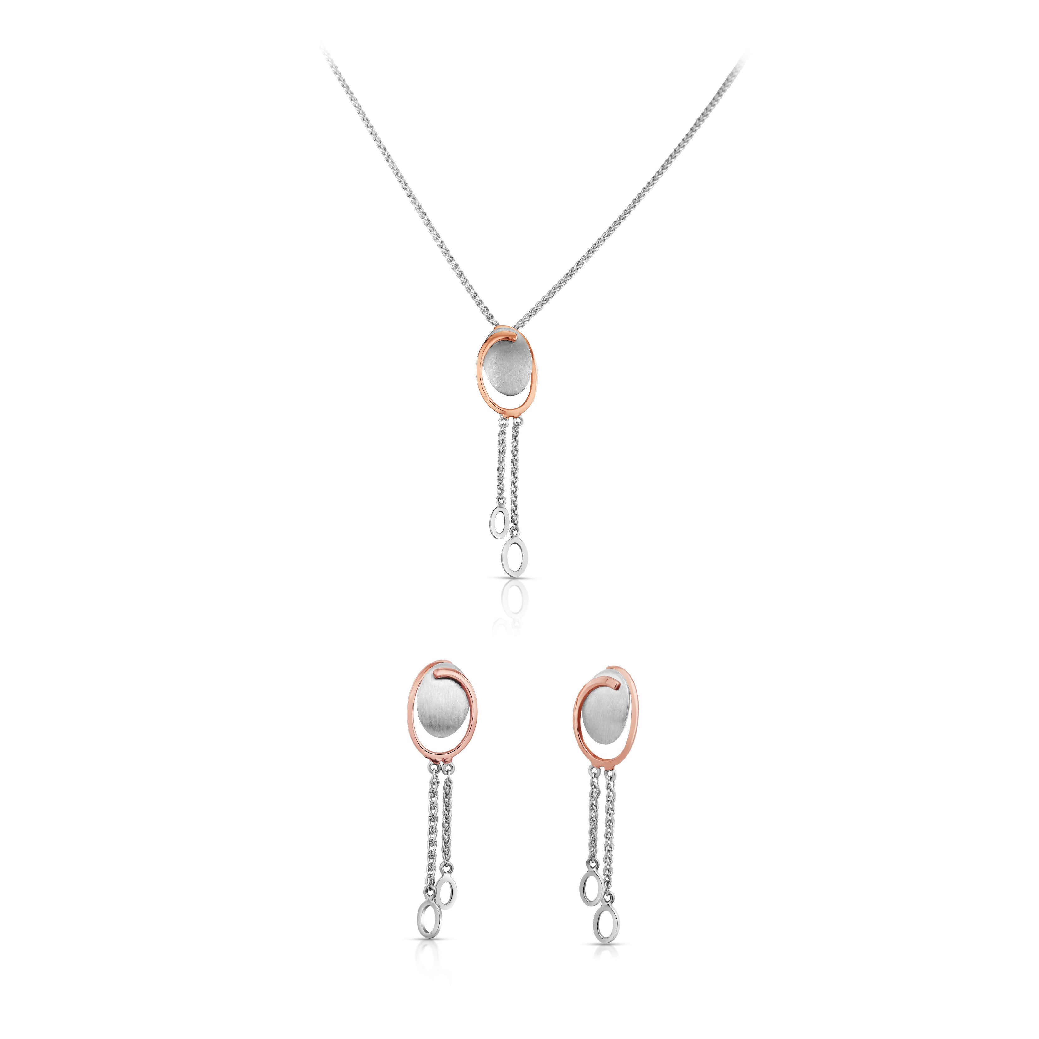 Evara Platinum & Rose Gold Pendant Set JL PT P E 259   Jewelove.US