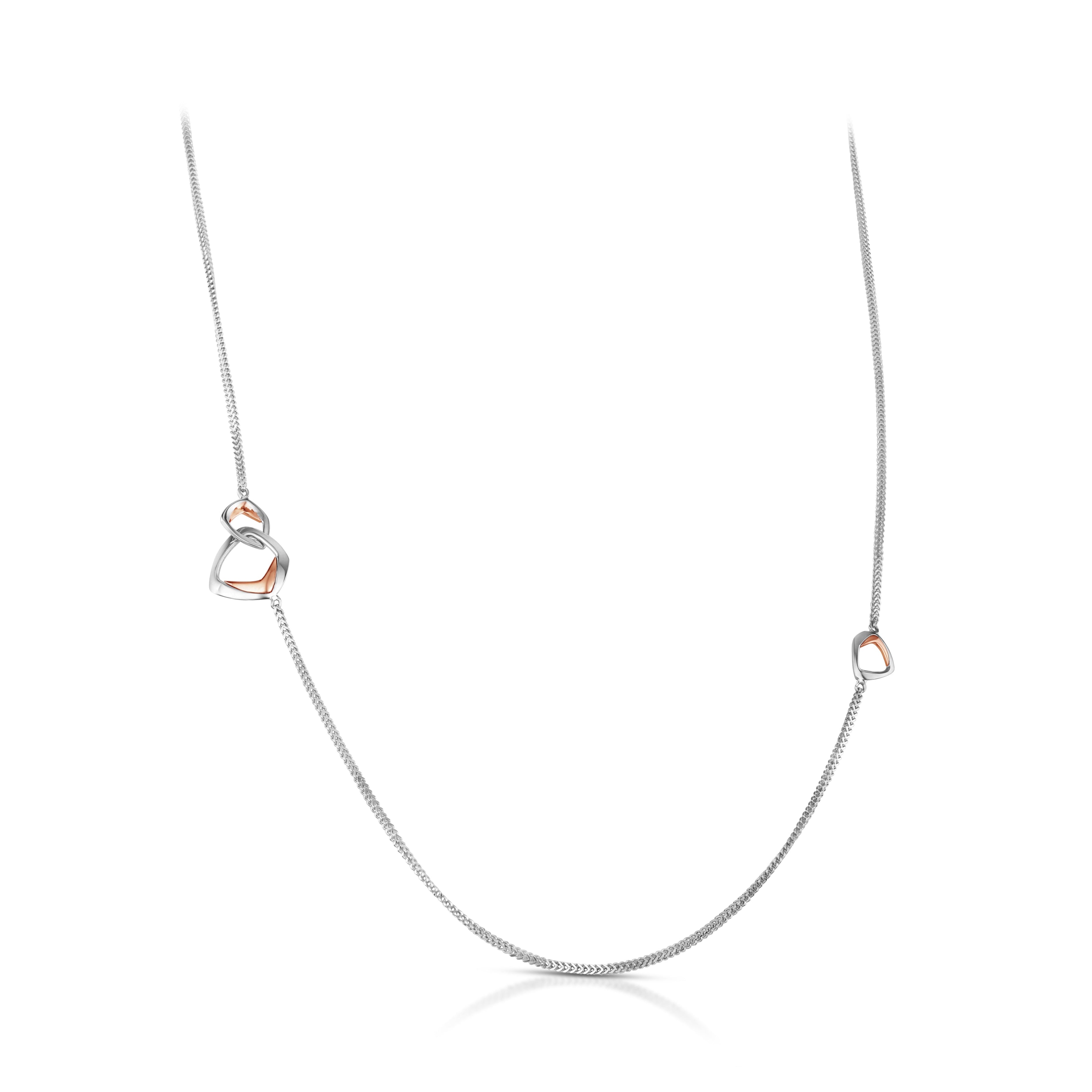 Evara Platinum & Rose Gold Necklace with Diamonds for Women JL PT N 187   Jewelove.US