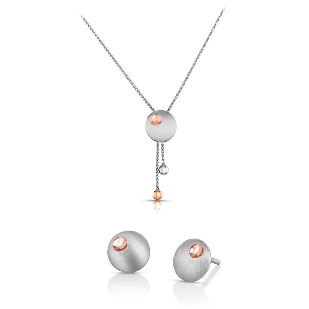 Evara Platinum & Rose Gold Pendant Set JL PT P E 257   Jewelove.US