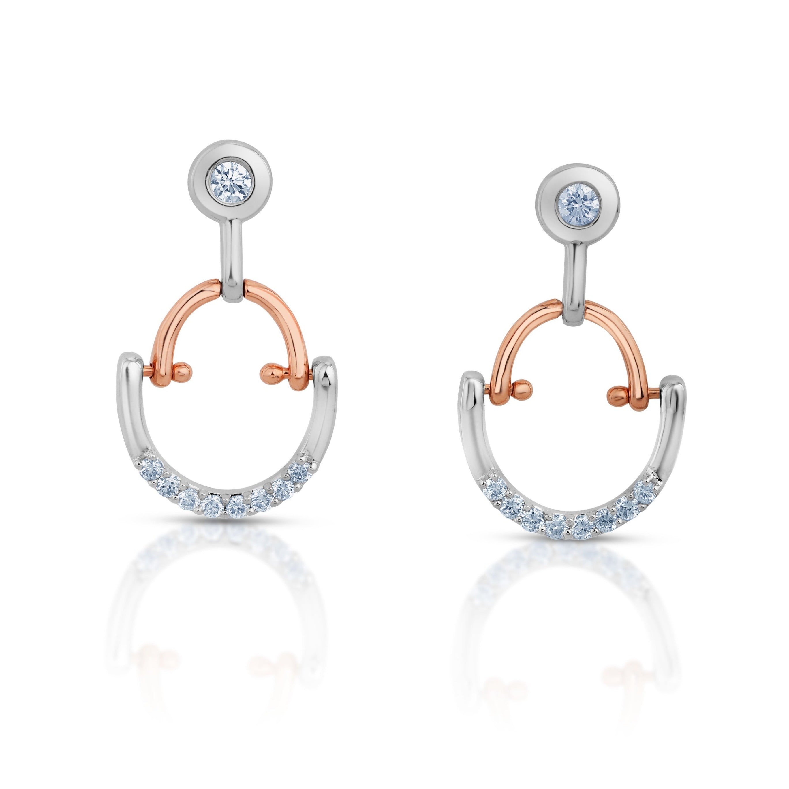 Evara Platinum Rose Gold Diamonds Earrings for Women JL PT E 263   Jewelove.US