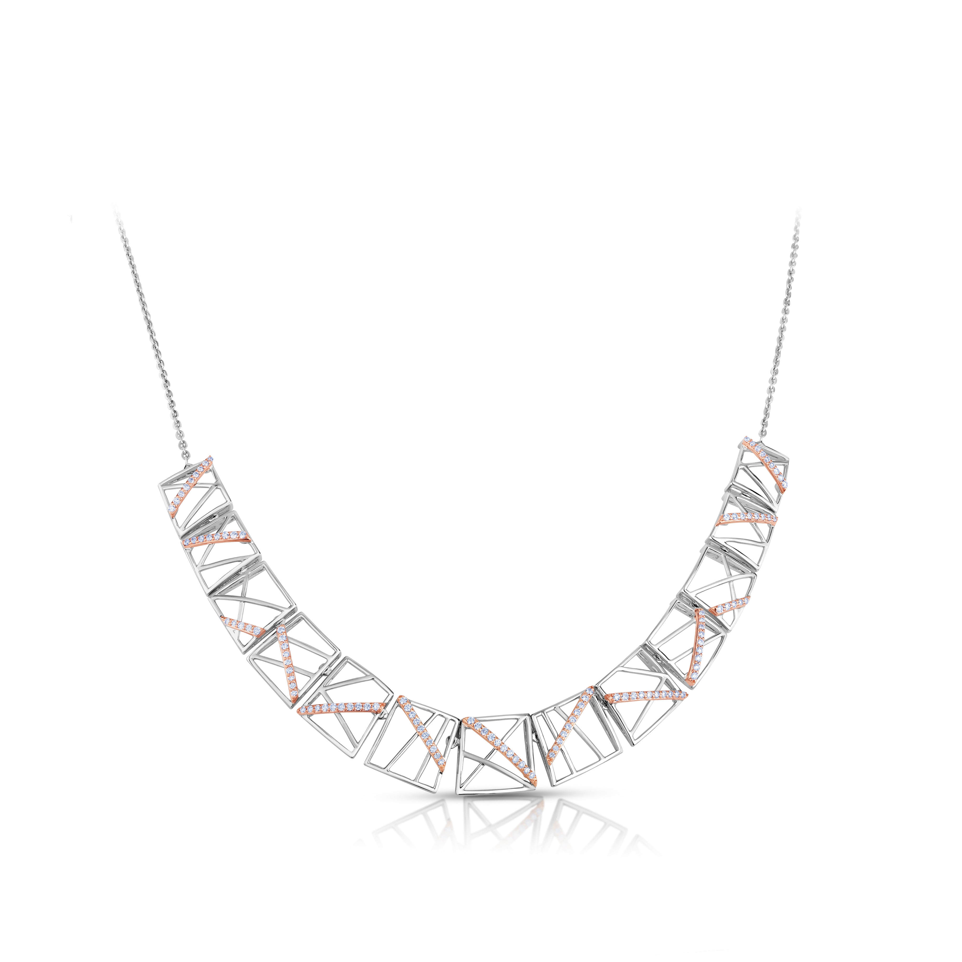 Evara Platinum Rose Gold Necklace with Diamonds for Women JL PT N 184   Jewelove.US