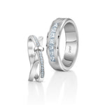 Load image into Gallery viewer, Designer Platinum Love Bands with Diamond JL PT 1067  Both Jewelove.US
