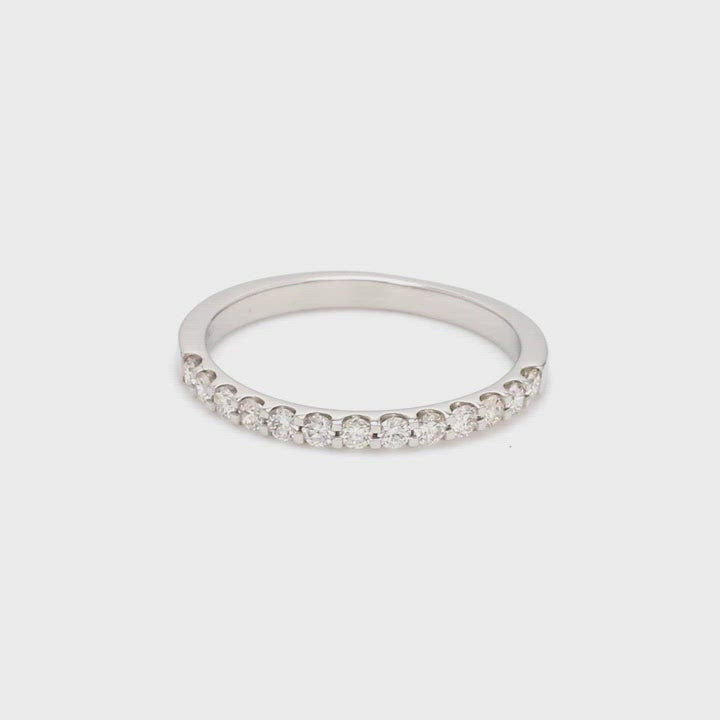 Half Eternity Platinum Ring with U-cut Pave Setting JL PT 916